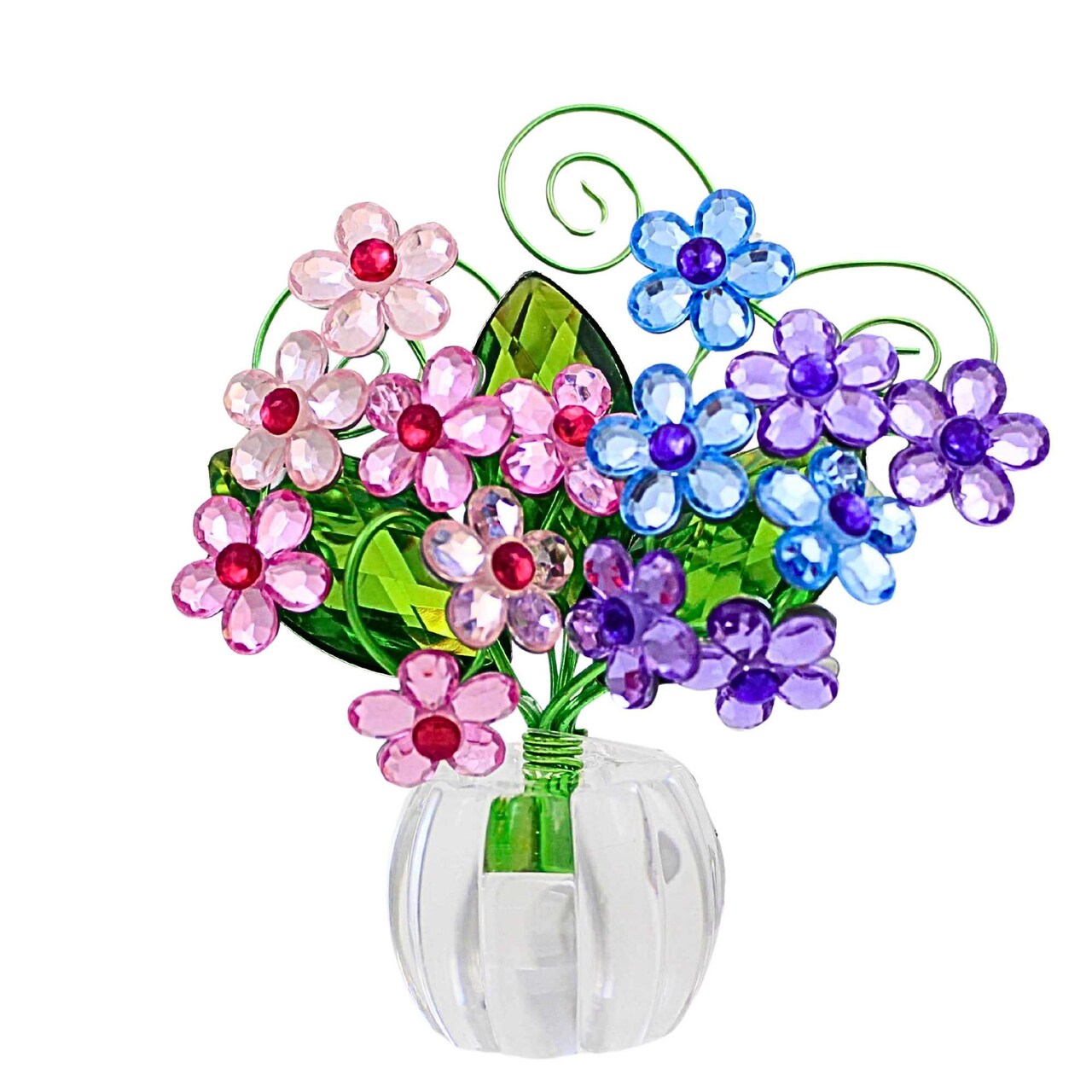 Crystal Expressions 4.0 Inch Hydrangea Posy Pot Spring Figurine , Lightweight Multi Seasonal Decor Spring Summer Suncatcher